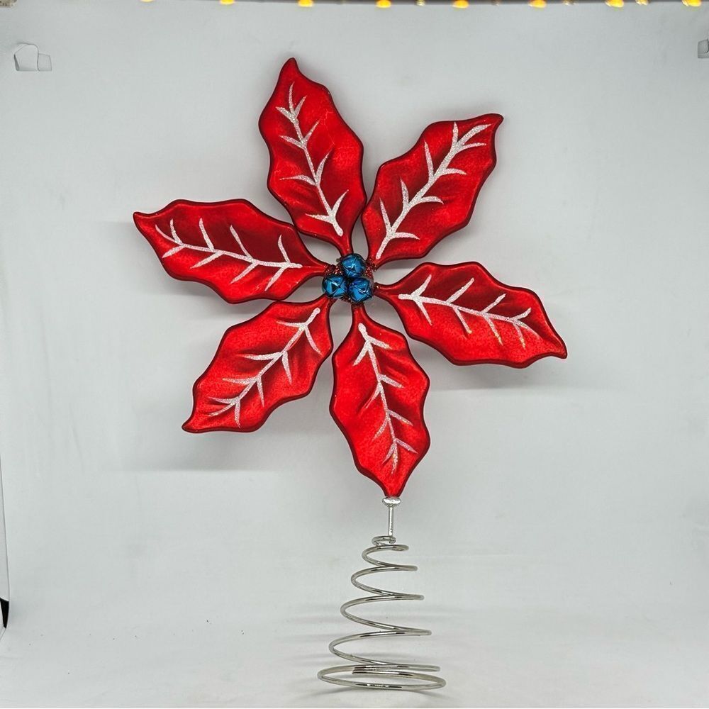 MARTHA STEWART Living 12” Poinsettia Christmas Tree Topper